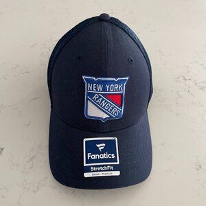 Fanatics NHL New York Rangers Stretch Fit Flex Cotton Hat Navy White Sz S/M NWT